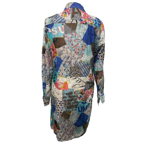 Gerard Darel Shirt Tunic Dress Size 8 Abstract Patchwork Print Silk Cotton - Picture 9 of 13